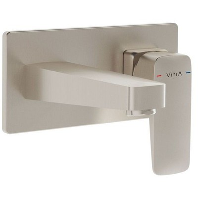 Vitra Root Square Wand-Waschtischarmatur - Aufputzteil - Nickel gebürstet -