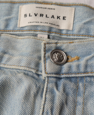 SLVRLAKE Wide Leg Jeans Light Blue Denim Cotton Button Zip 5-Pocket Women
