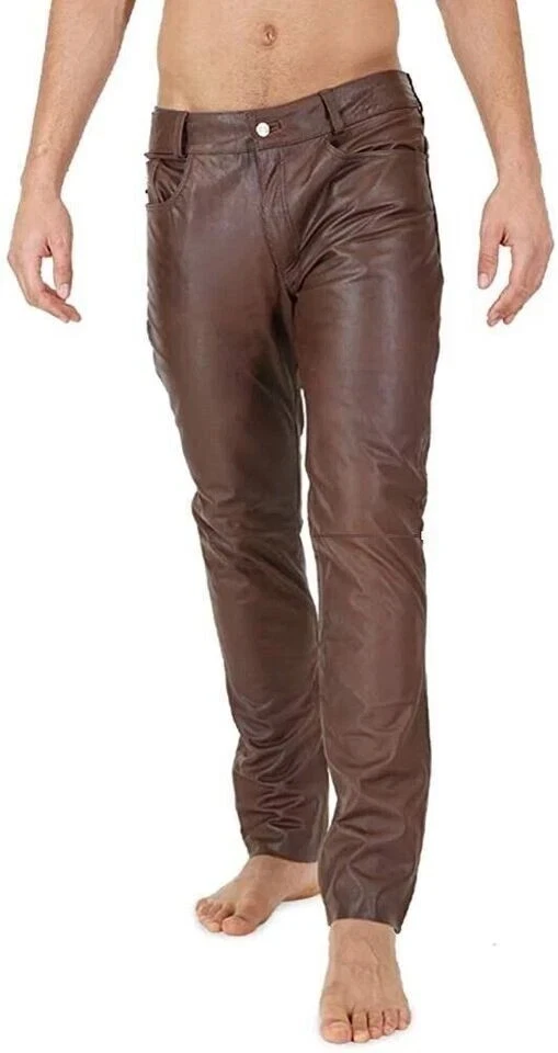Men's Genuine Sheep Leather Pants For Men Bikers Pants Stylish Slim Fit