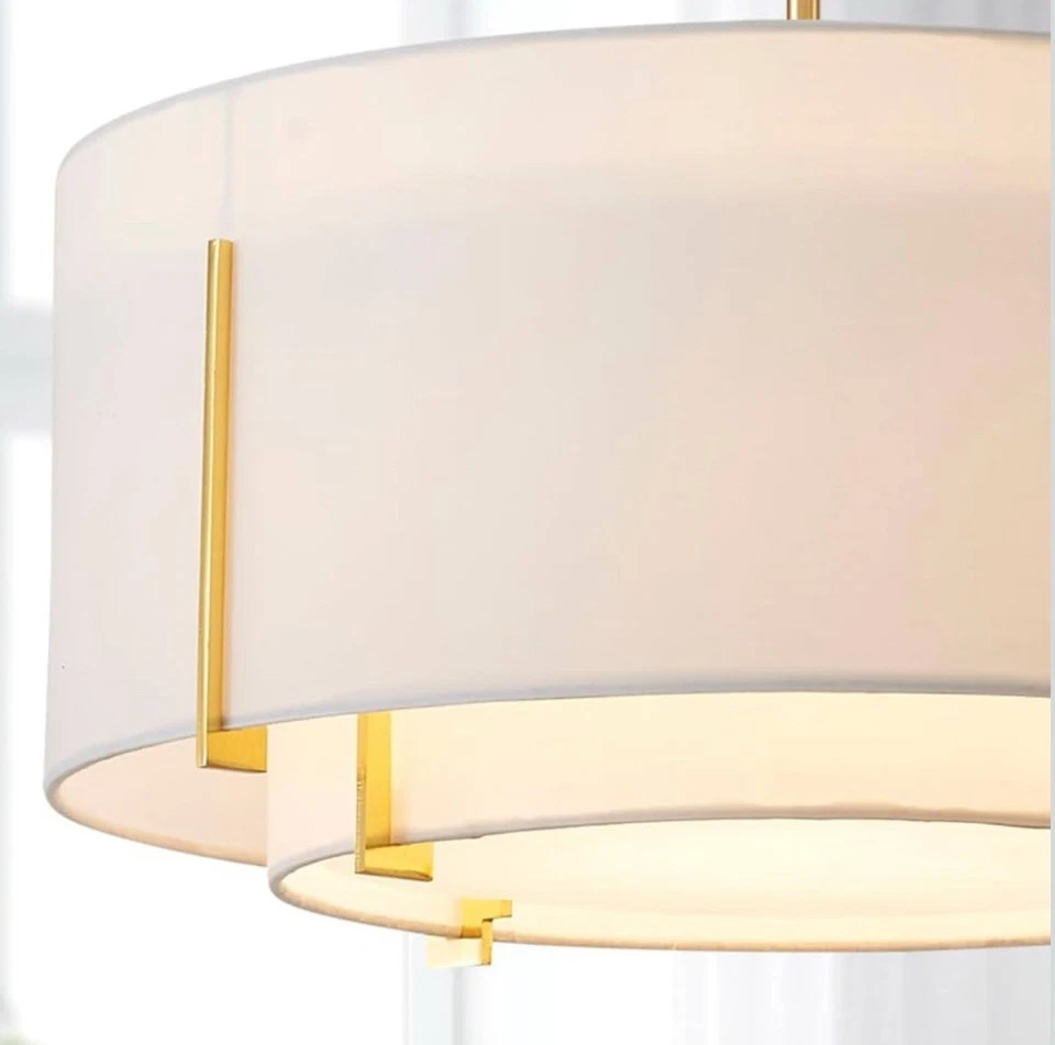 Shrine Lighting Chandelier Modern Drum Pendant Light White shade Black 1846 1847 - Image 4 of 4