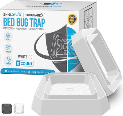 Bed Bug Trap   8 Pack | Truguard X Bed Bug Interceptors (White) | Eco Friendly B