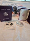 1986 S American Silver Eagle In OGP With COA 1 Oz. Proof Coin Some Minor Toning