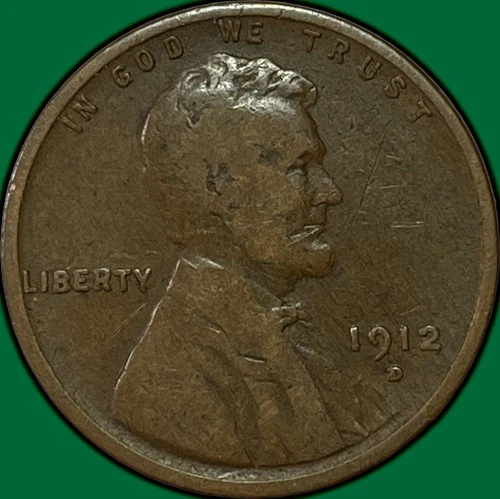 1912-D Lincoln Wheat Cent Fine F Coin #36943