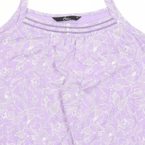 Bonmarché Womens Purple Floral Cotton Blend Tank Size 10 Embroide - Picture 8 of 10