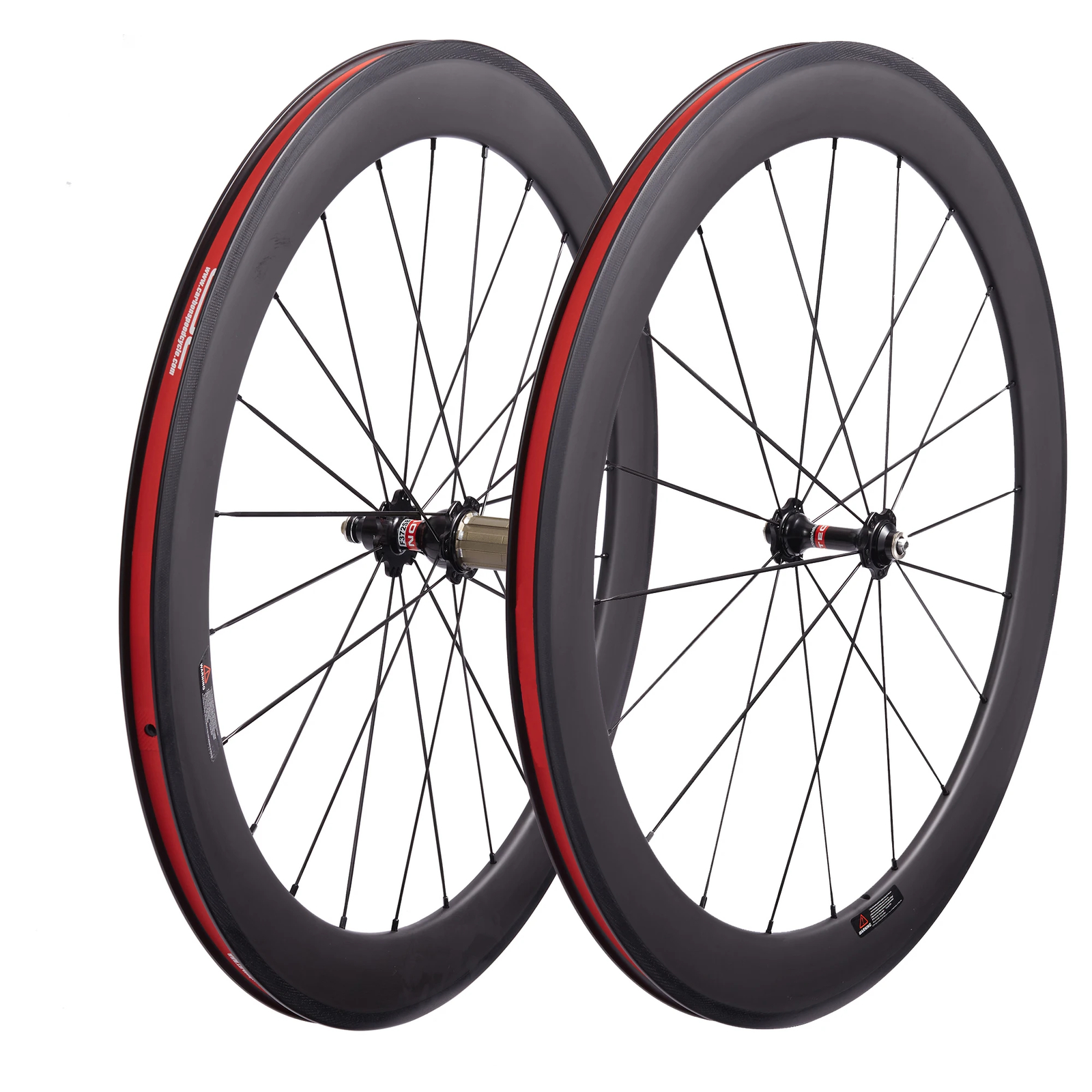 Ruote in carbonio per bici da strada profondità 60 mm larghezza 23/25 mm clincher tubolare senza tubo foto 2
