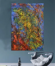 64”X44” Jackson Pollock style canvas ￼painting Acrylic,Abstract, Modern,X Large