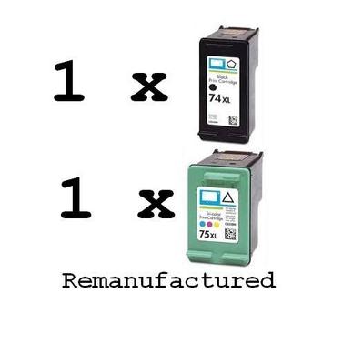 Rem HP74XL+HP75XL ink cartridges for HP photosmart C4480 C5240 D4260 ...