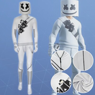 DJ MarshMello Music Party Jumpsuit + Full Mask - 2 Pcs Set Adult Costume Cosplay
