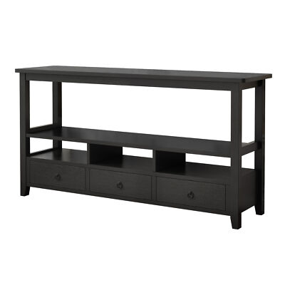 3 Tier Vintage Solid Console Table with 3 Drawers Console Table Coffee Table