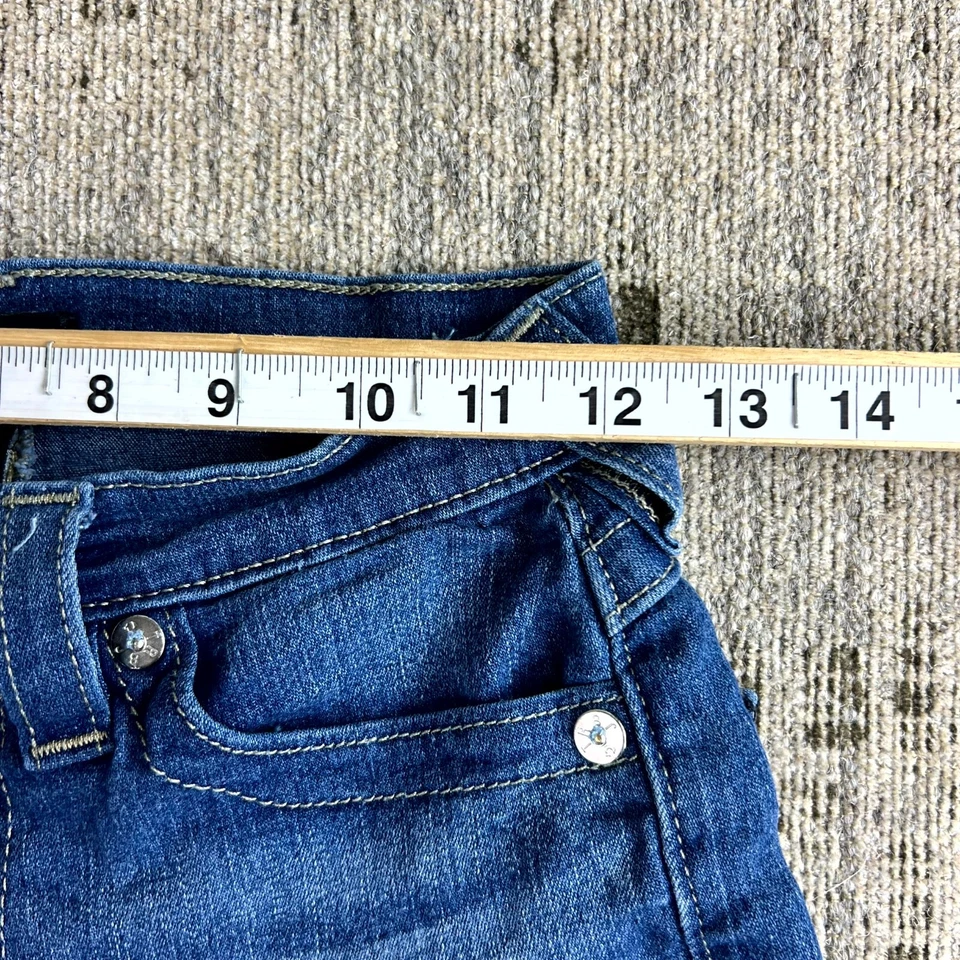 True Religion Halle Cut Off Jeans Shorts Womens Size 27 Blue Denim High Rise Zip - Image 3 of 4