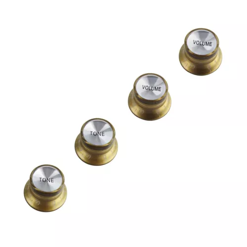 Guitar Bell Knobs Gold Top Reflector 18-24-Splines Volume Tone  For Les Paul LP