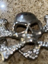 Skull  Crossbones Double Heavy Belt Buckle Biker