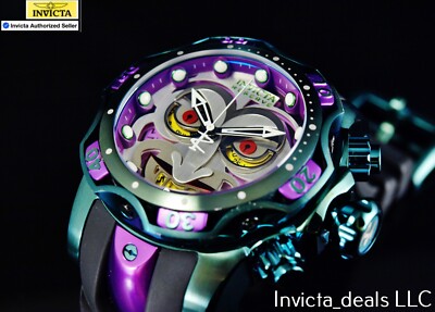Rare Invicta Men's 52 Venom DC COMICS JOKER Swiss Chronograph Limited Ed Watch