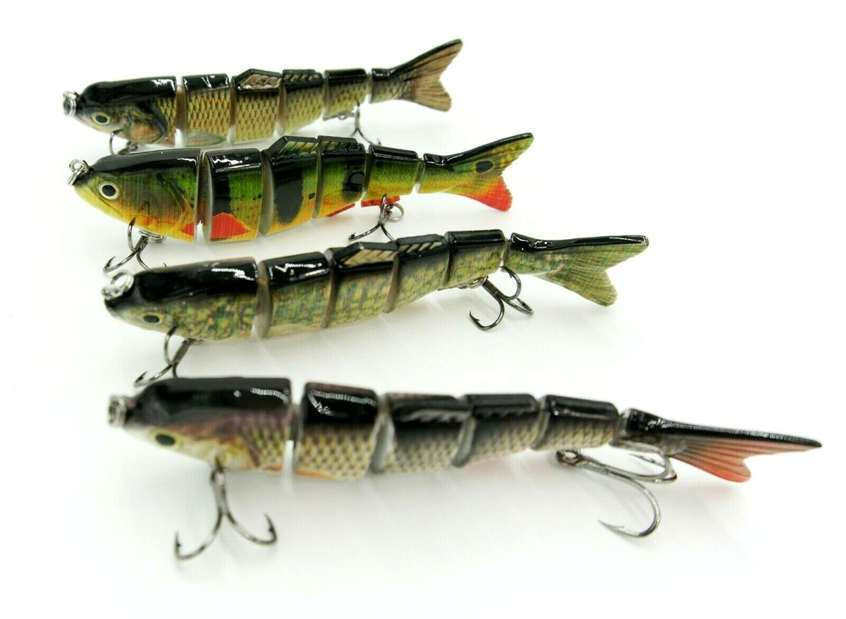 Realistic Swimming Fishing Lure Swim bait Multi Jointed Crank 6 Segments  4PACK