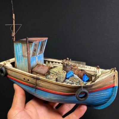 Fischerboot toller Laser Cut Bausatz 1:35 aus Holz zum selberbauen + 3D Druck