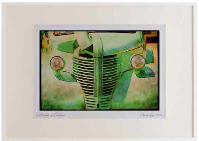 465080 Türkis Hot Rod Nahaufnahme Aquarell Bilderrahmen Limitierte Auflage A3