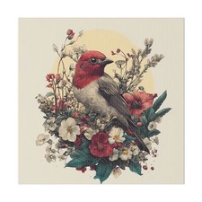 Vintage Flower Bird Canvas Wall Art Painting