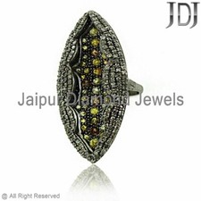 Marquise Shape Ring 925 Sterling Silver Natural Pave Diamond Jewelry MOM'S GIFT
