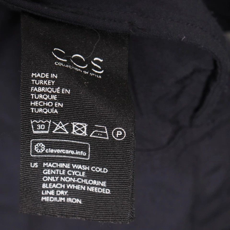 COS Wrap Top Womens Size 8 Matte Navy Blue Asymmetric 3/4 Sleeve Contemporary - Image 4 of 4