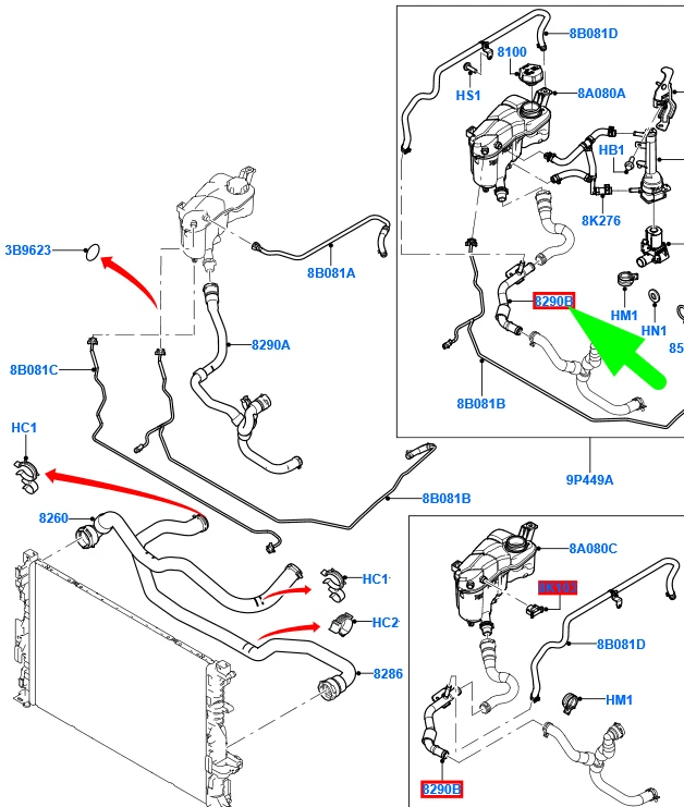 FORD MONDEO MK4 Cooling System Hose Assy 2332746 J1G3-8274-AA NEW  