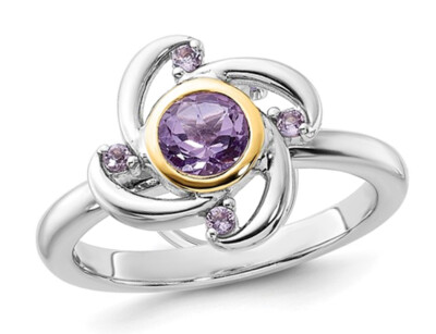 1/2 Karat (ctw) Amethyst Blume Ring in Sterlingsilber