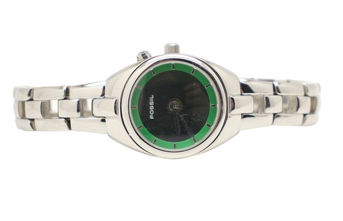 Fossil big tic AM-3553 stainless steel watch NEW BATTERY Fossil Womens Big Tic AM 3553 Silver Tone Stainless Steel  main image 3