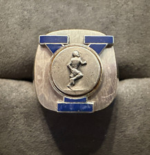 Vintage Sterling Blue Enamel YALE  UNIVERSITY Football New Sterling Signet Ring