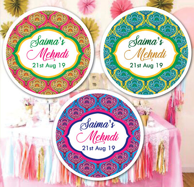 Etiquetas Boda 35 Pegatinas Brillantes Personalizables Para Boda Mehndi/ Dholki/Henna - Con Nombre Y Fecha Decoration Fiesta Nupcial