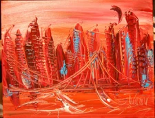CITYSCAPE   Original Oil Painting on canvas IMPRESSIONIST BY MARK KAZAV SRG5