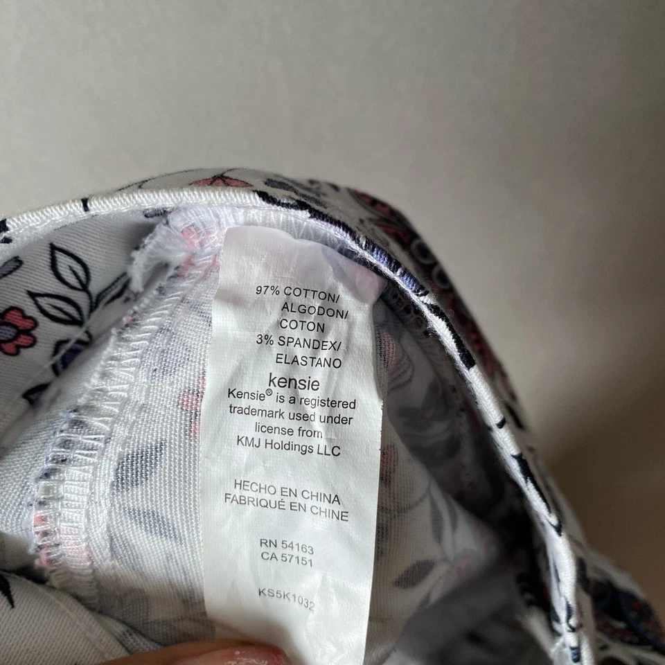 Kensie Talla 4 Blanco Rosa Floral Boho Pantalón Foto 4 de 4