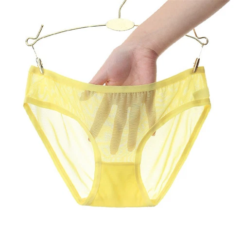 4 Pack Lot Sexy Women Low Waist Sheer Panties Underwear Mesh Cute Seamless Brief - Bild 19 von 22