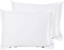 Nestl Classic White Pillow Shams - Standard Microfiber Set of 2 with Decorative 