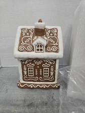 Chunful Gingerbread House Christmas Candy/Cookie Jar with Lid 9.3" Ceramic
