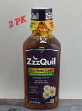 4-26 2X Vicks ZzzQuil Soothing Sleep Nighttime Sleep-Aid Chamomile Honey 12oz