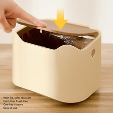 Image of Cat Litter Trash Can With Press Type Lid Enclosed Design Compact Multipurpose