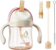 Baby Sippy Cups 6-12 Months, Spill Proof Weighted Straw Cup with Handle
