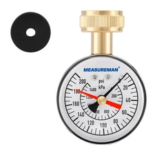 2-1/2 Dial Water Pressure Test Gauge,0-200psi/kpa, 3/4 Female Garden Hose