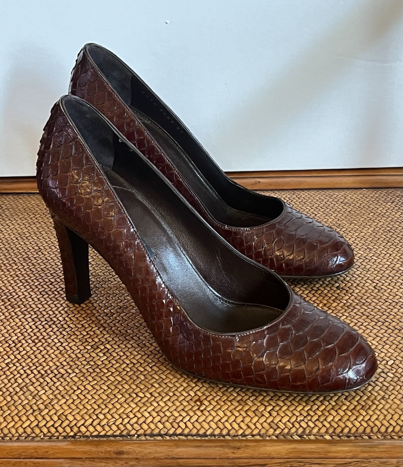 Sergio Rossi Python Heels Brown Snakeskin Leather… - image 1