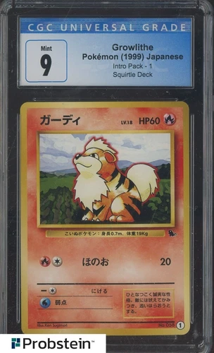 1999 Pokemon Japanese Intro Pack Bulbasaur Deck #1 Growlithe CGC 9 MINT