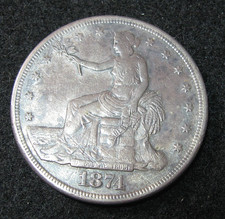 1874 s - TRADE DOLLAR  -  XF Details  - Cleaned