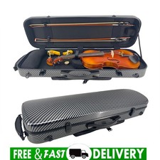Black Carbon Fiber 4/4 Full Size Violin Case Hard Case with Thick Padding 2.1kg