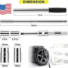 Universal 23" Extended Lug Wrench 4 Way Tire Iron Nut Wrench Set W/Socket US Hot