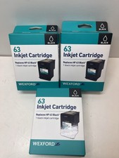 Wexford 63 Black Ink Cartridges Replaces HP 63 New in Box Sealed Lot of 3 Box