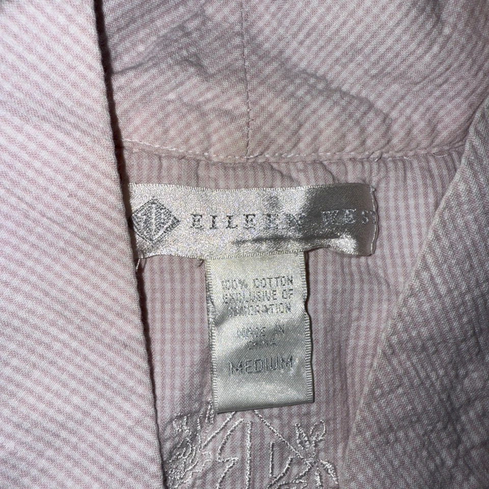 Bata Eileen West para mujer mediana rosa blanco rayas mangas largas algodón atar Foto 4 de 4