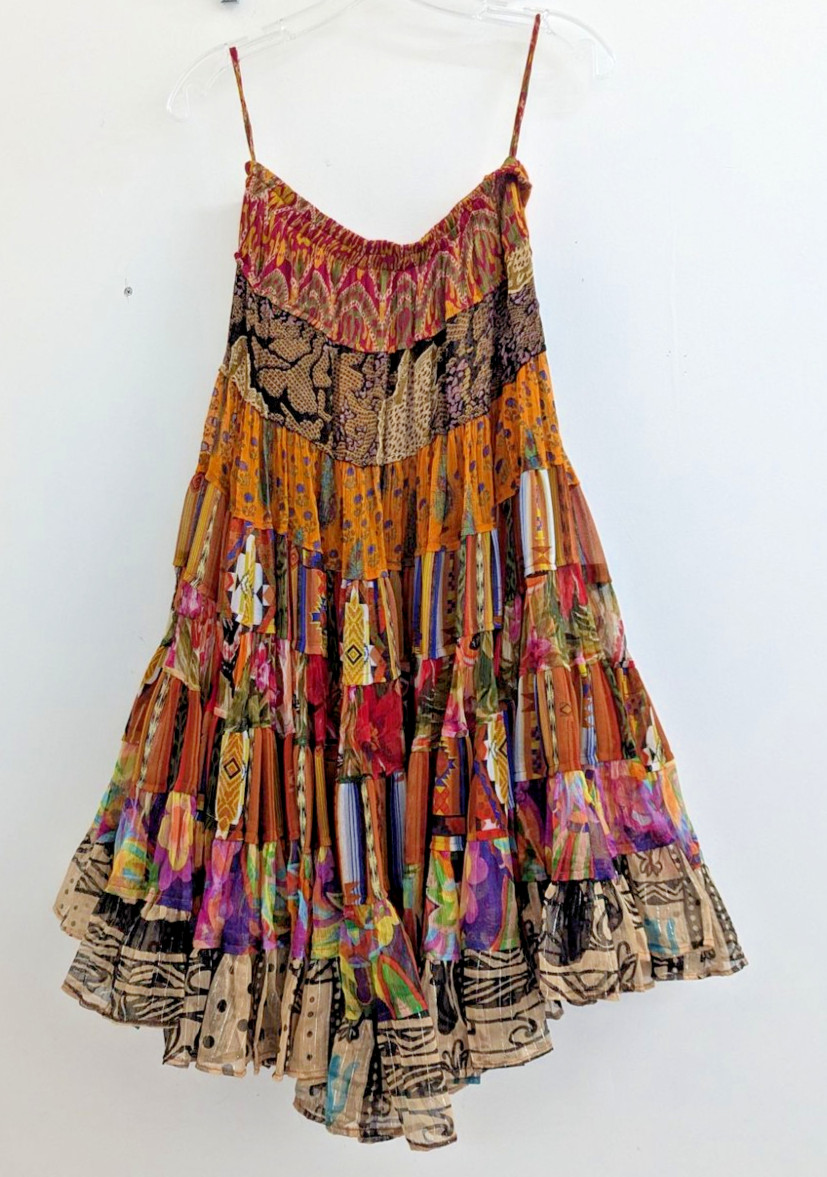 Sandy Starkman Boho Multicolor Patchwork Spaghett… - image 1