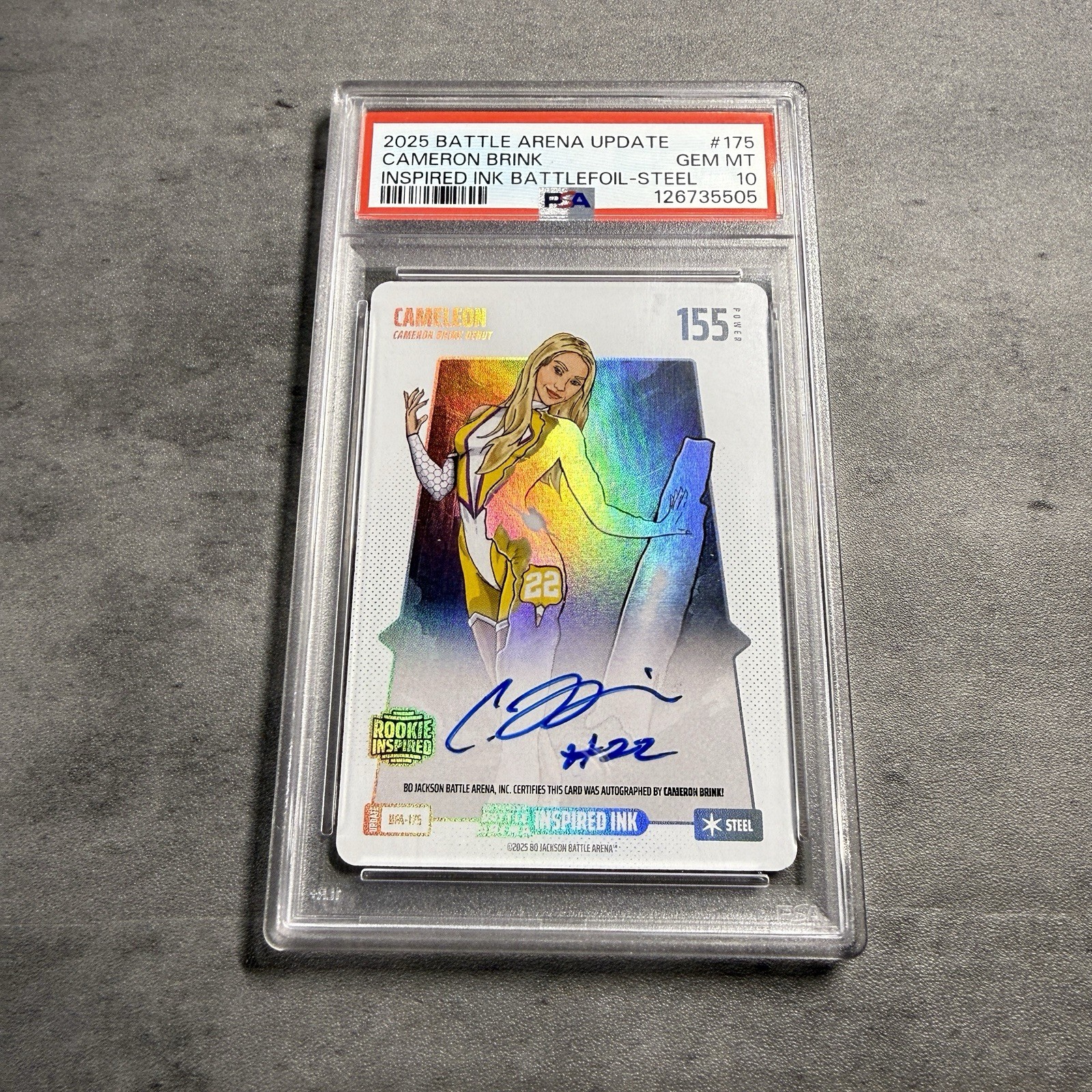 Cameron Brink PSA 10 Bo Jackson Battle Arena CAMELEON Rookie Ink Steel Auto #175 