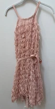 Joyfolie Girls Caleo Fringe Dress Pink Adjustable Straps Size 12 Polyester