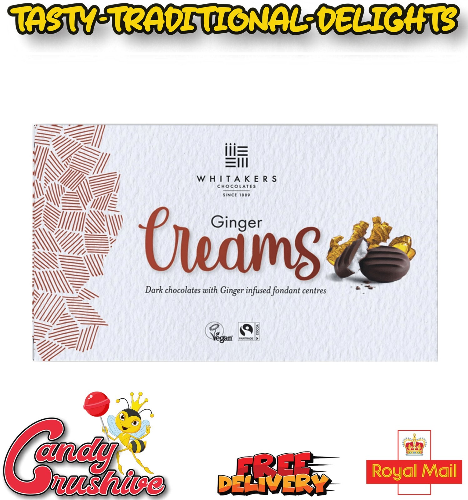 Whitakers Chocolates Ginger Fondant Cream Chocolates  150 Grams
