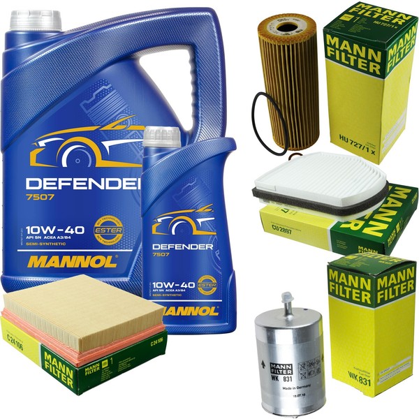 Inspektionspaket 6L Mannol Defender 10W-40 FüR Mercedes R170 230 Kompressor 200-image
