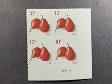 US USA Sc# 5178 MNH FVF PLATE # BLOCK Red Pears Fruit